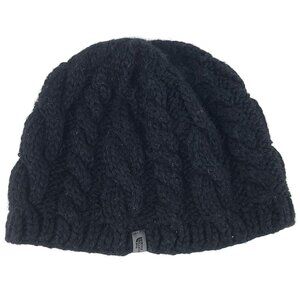 The North Face Unisex Cable Knit Beanie Hat Black One Size Wool Blend Winter